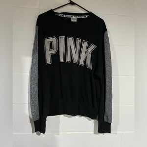 Black and sparkly crewneck vs pink large